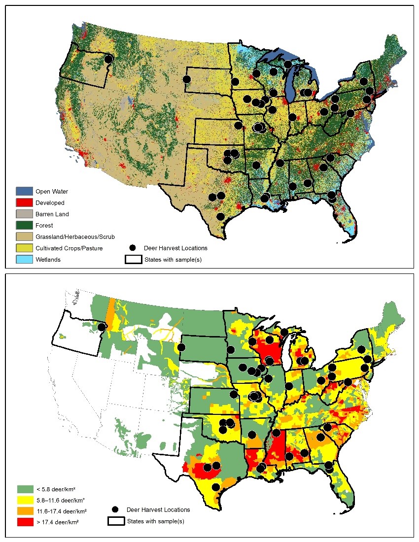 Harvested whitetailed deer locations U.S. Geological Survey